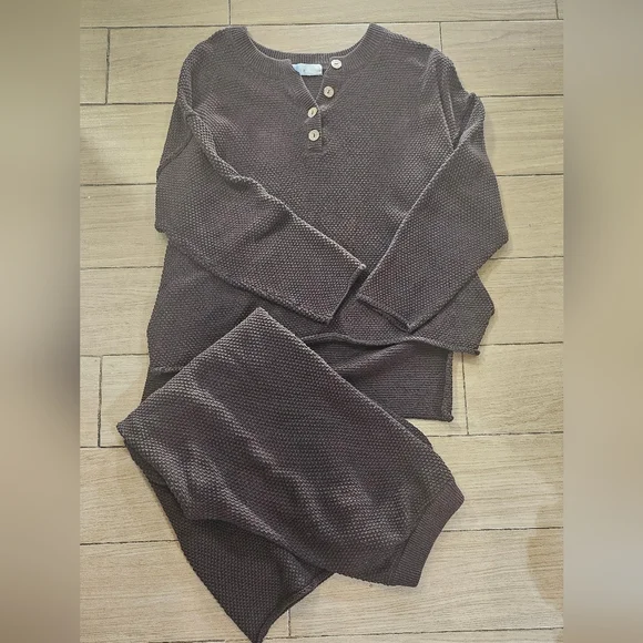 Free People Beach Cozy Brown Knit Lounge Set - Picture 1 of 4